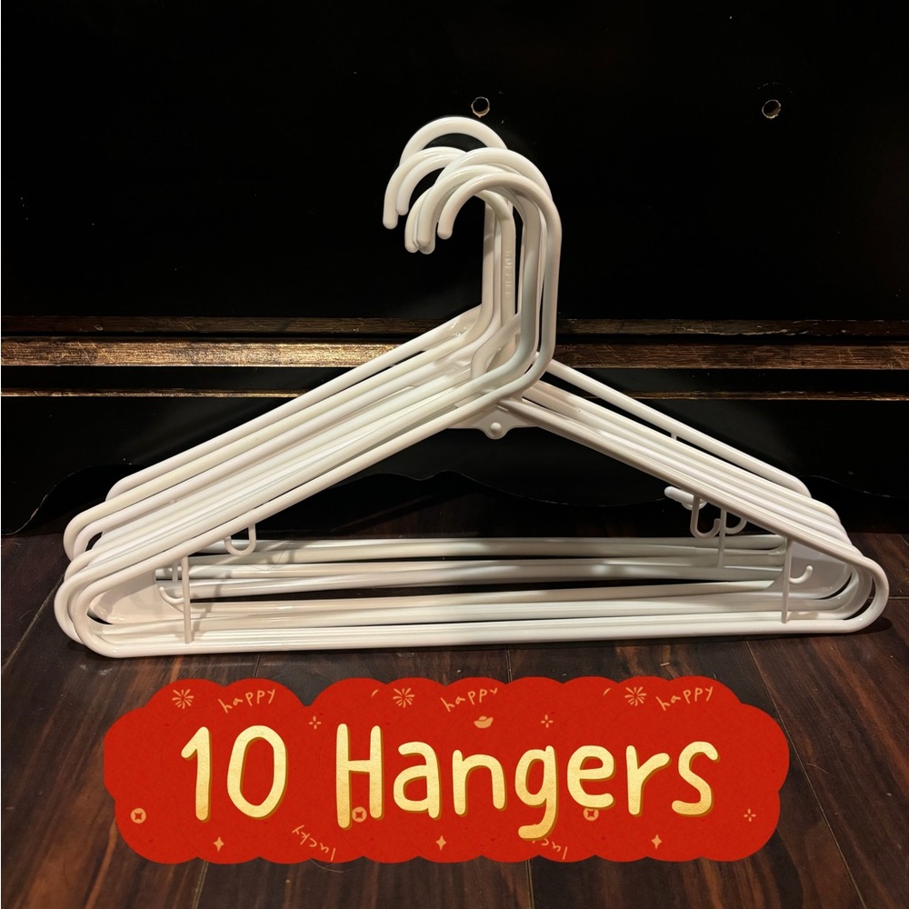 White Plastic Hangers Set of 10